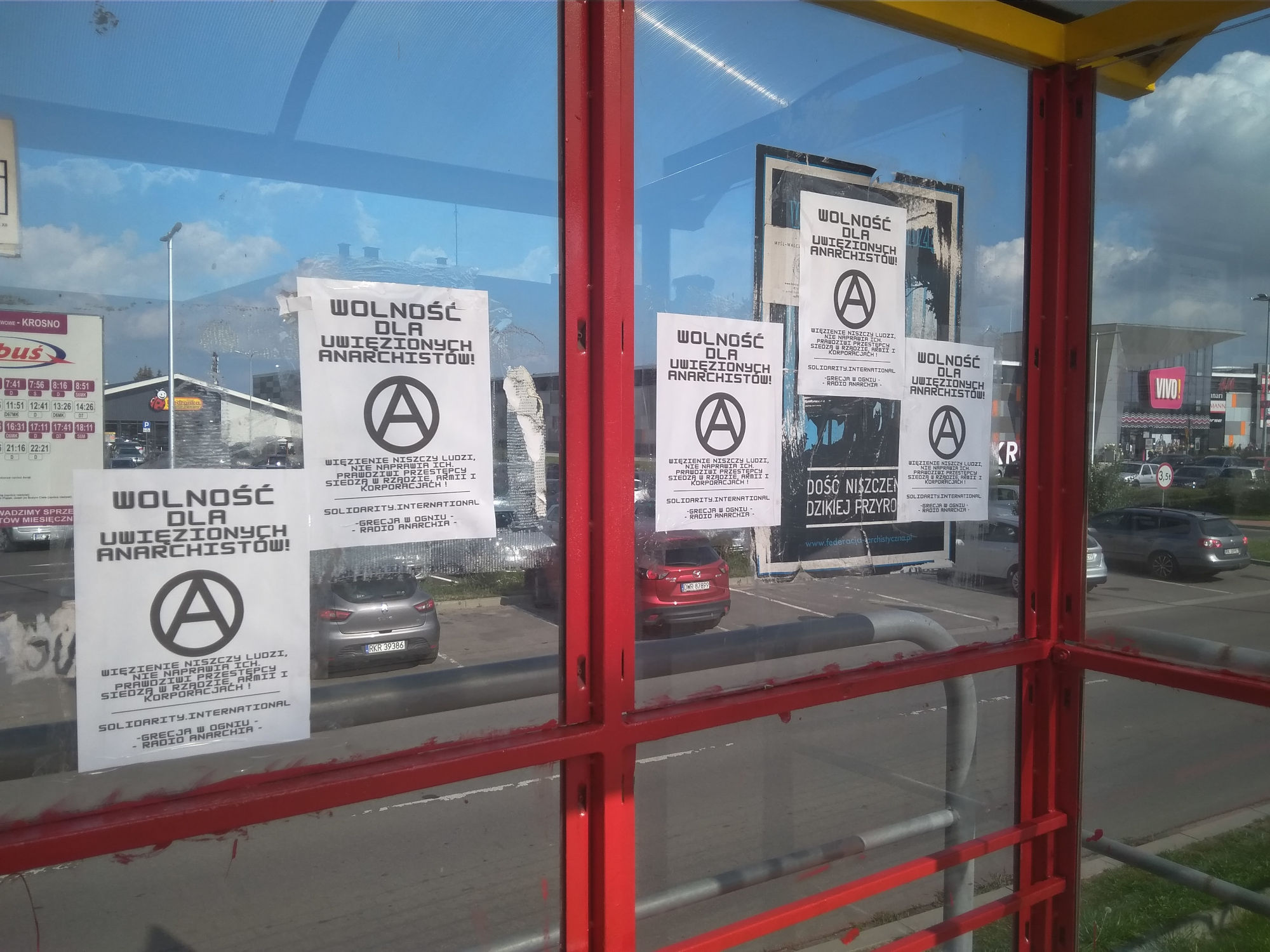 Krosno city: Solidarity poster for imprisoned anarchists