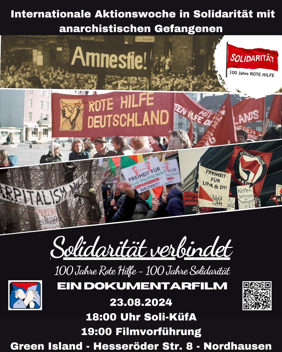23.08. kitchen for all, antirepression zine table, letter writing and a screening. Nordhausen, Germany