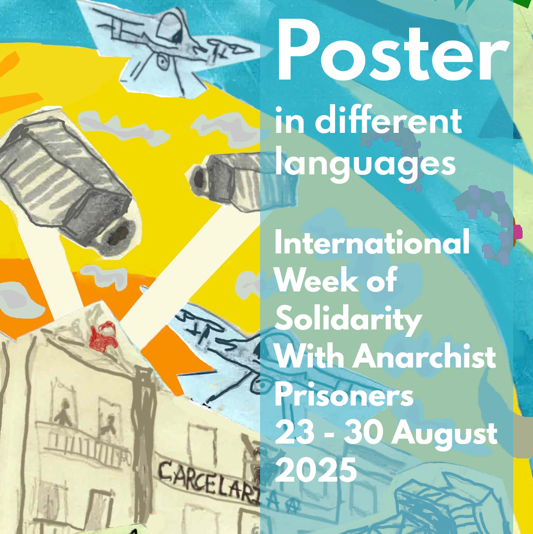 paper collage with expressive colors, drones and cameras above a prison, where people are protesting